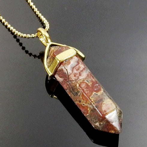 Leopard Skin Jasper Gemstone Pendant Necklace